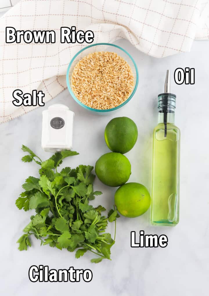 ingredients for the cilantro lime brown rice.