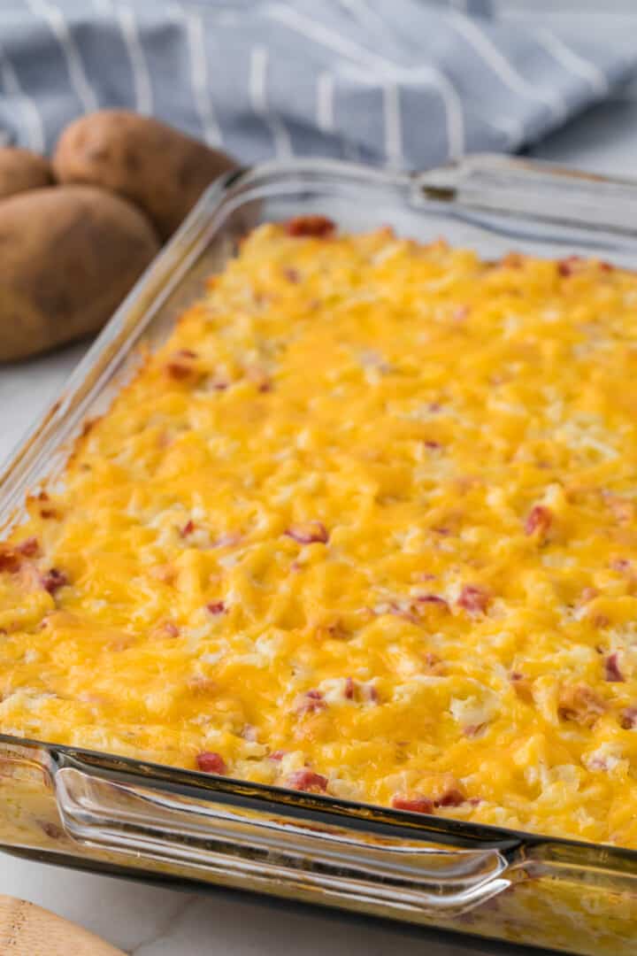 baked cheesy ham and potato casserole.