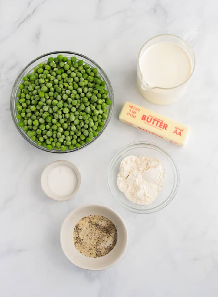 ingredients for creamed peas.