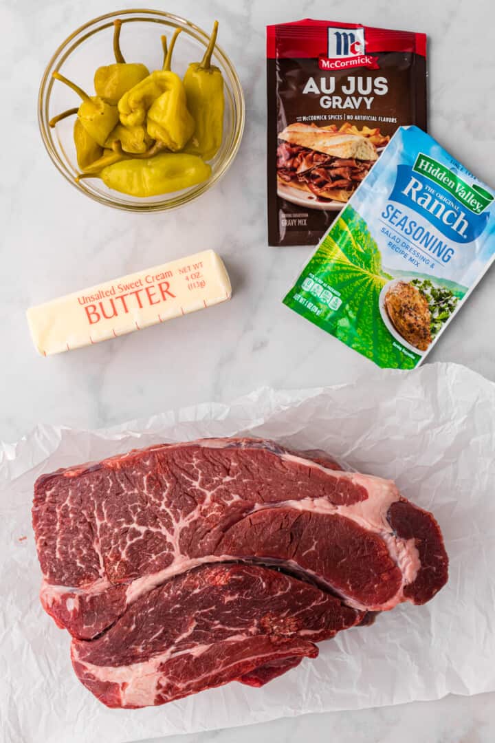 ingredients for the Mississippi Pot Roast.