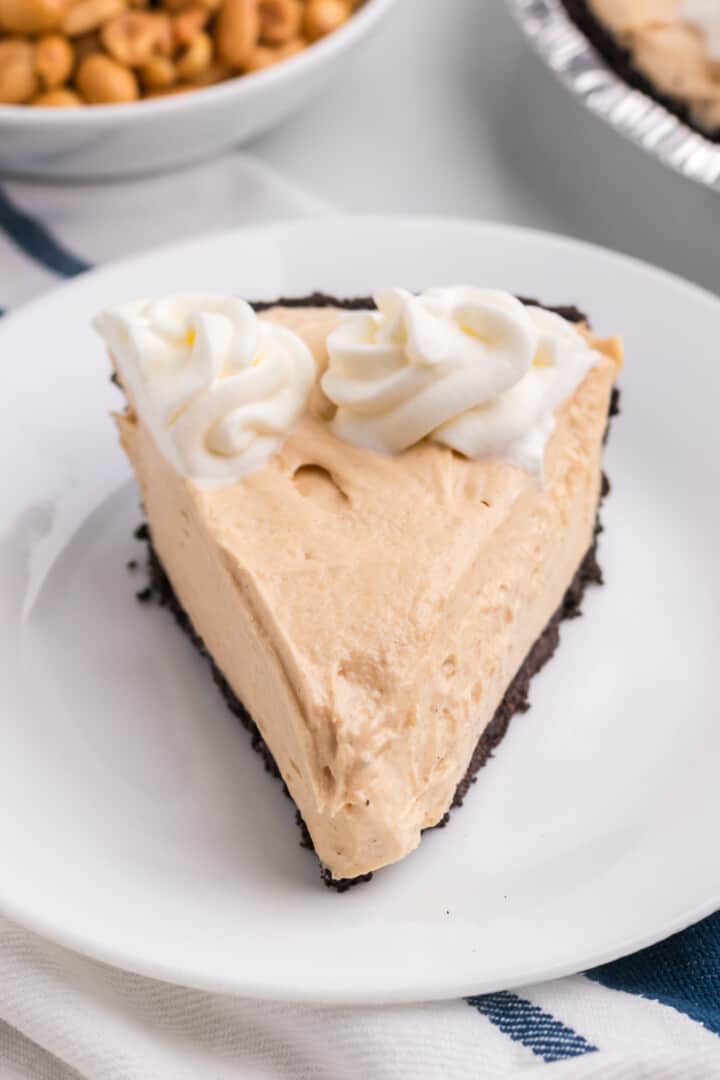 Peanut Butter Pie on a white plate