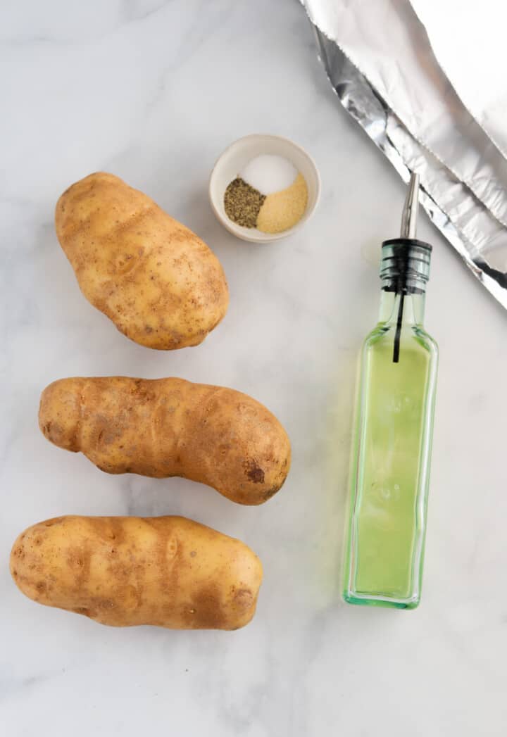 ingredients for Slow Cooker Baked Potatoes.