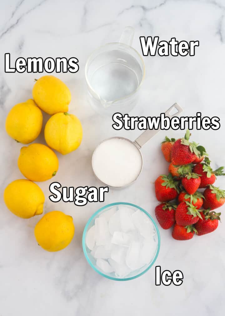 ingredients for strawberry lemonade.