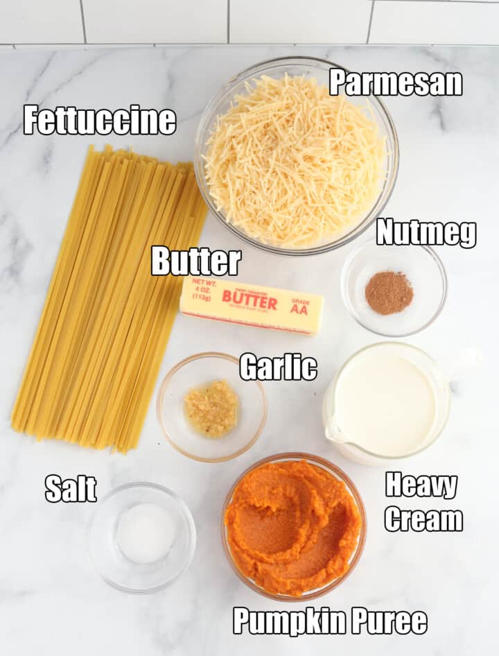 ingredients for pumpkin pasta.