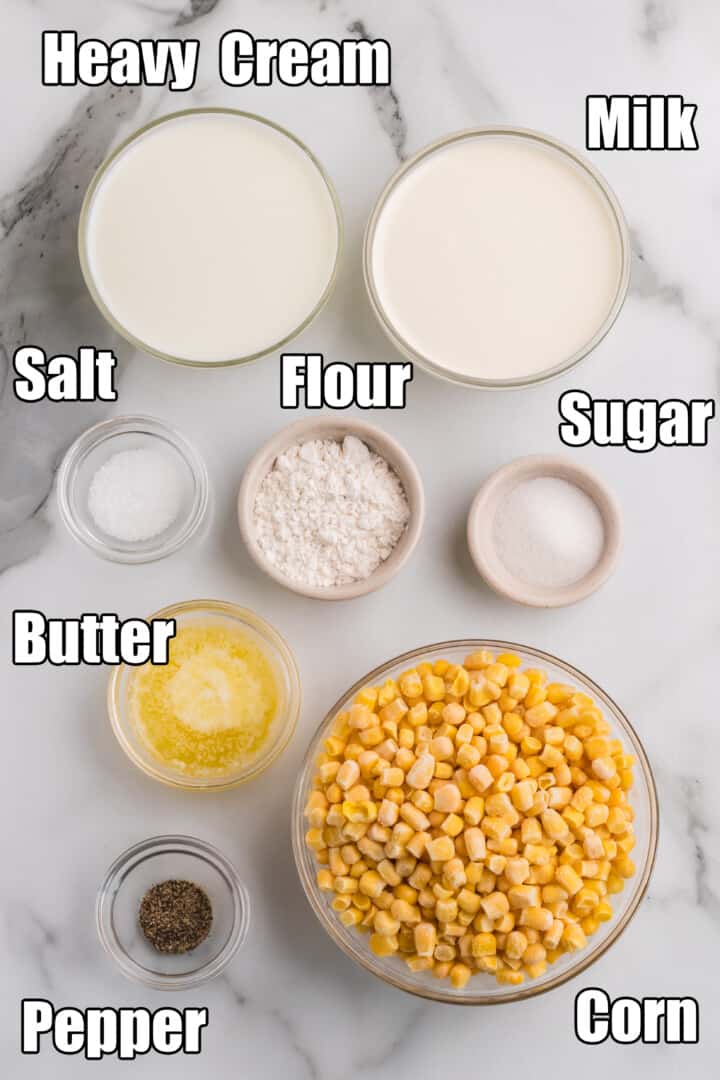 ingredients for creamed corn.