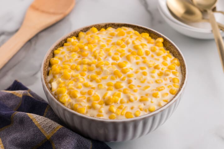 large bowl of creamed corn.