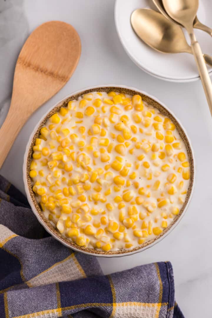 Creamed Corn in large bowl for serving.