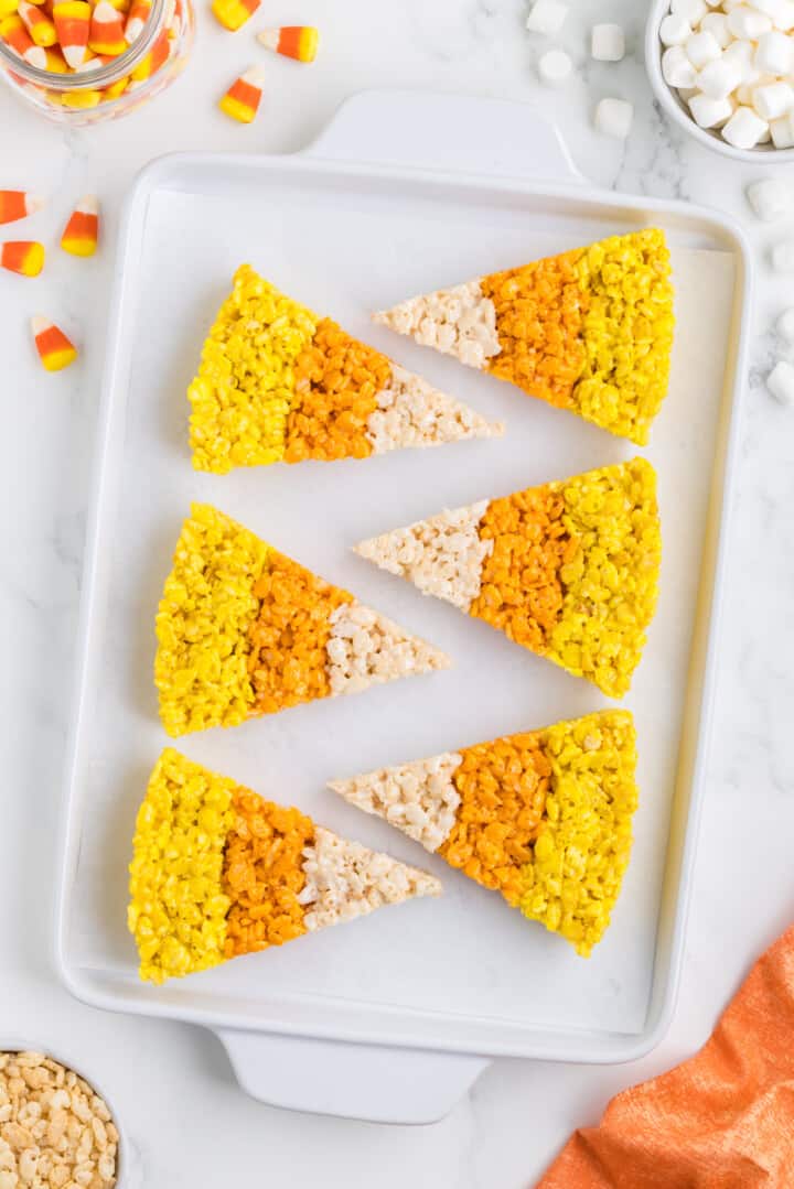 sliced Candy Corn Rice Krispies.