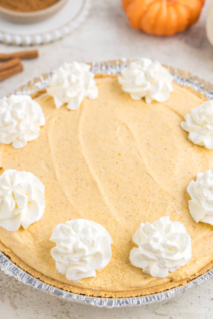 closeup of No Bake Pumpkin Pie.