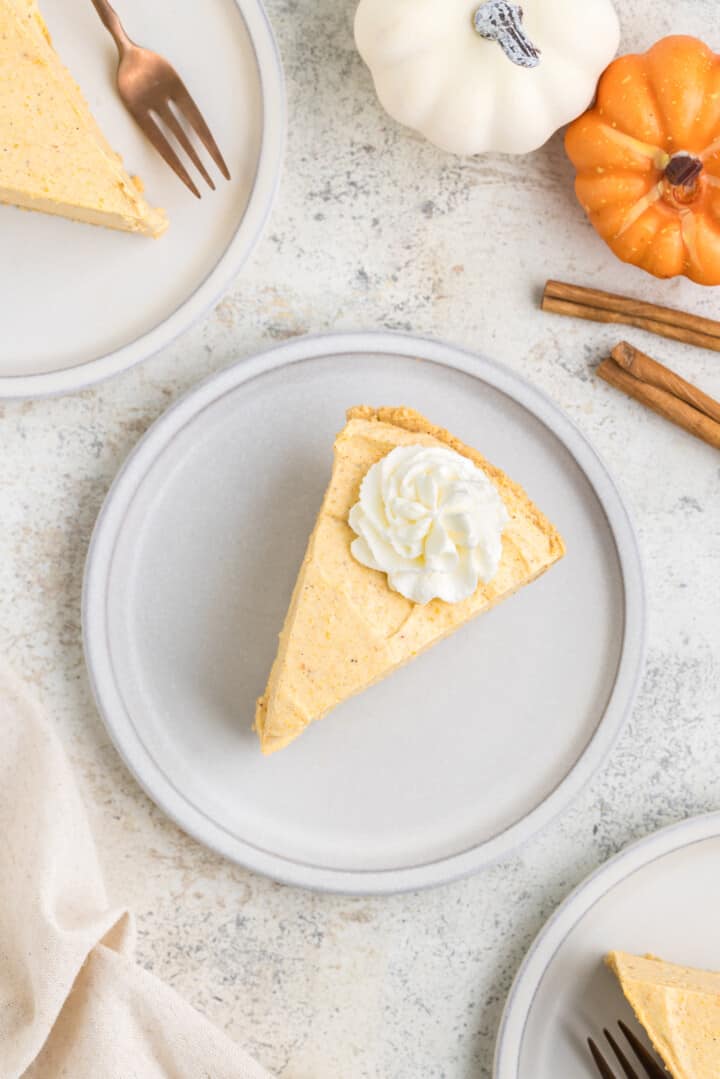 slice of pie on a white plate.