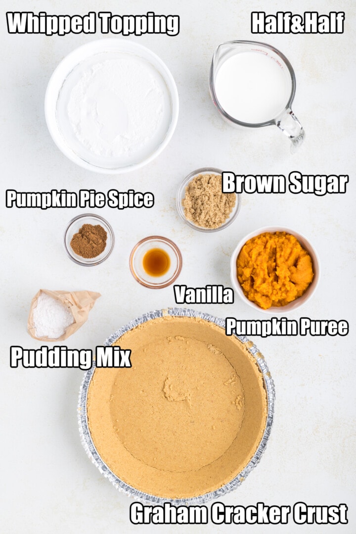 ingredients for the No Bake Pumpkin Pie.