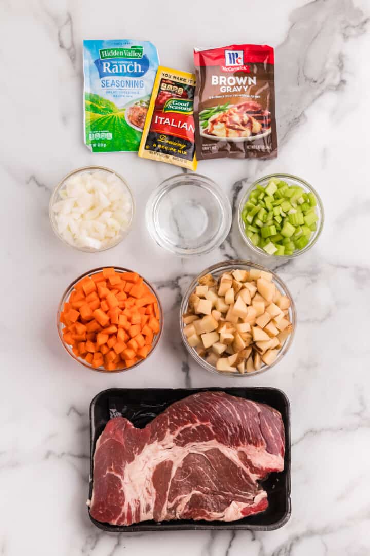 ingredients for slow cooker pot roast.