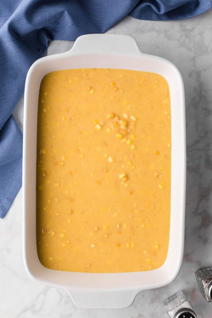 the corn pudding in large casserole dish.