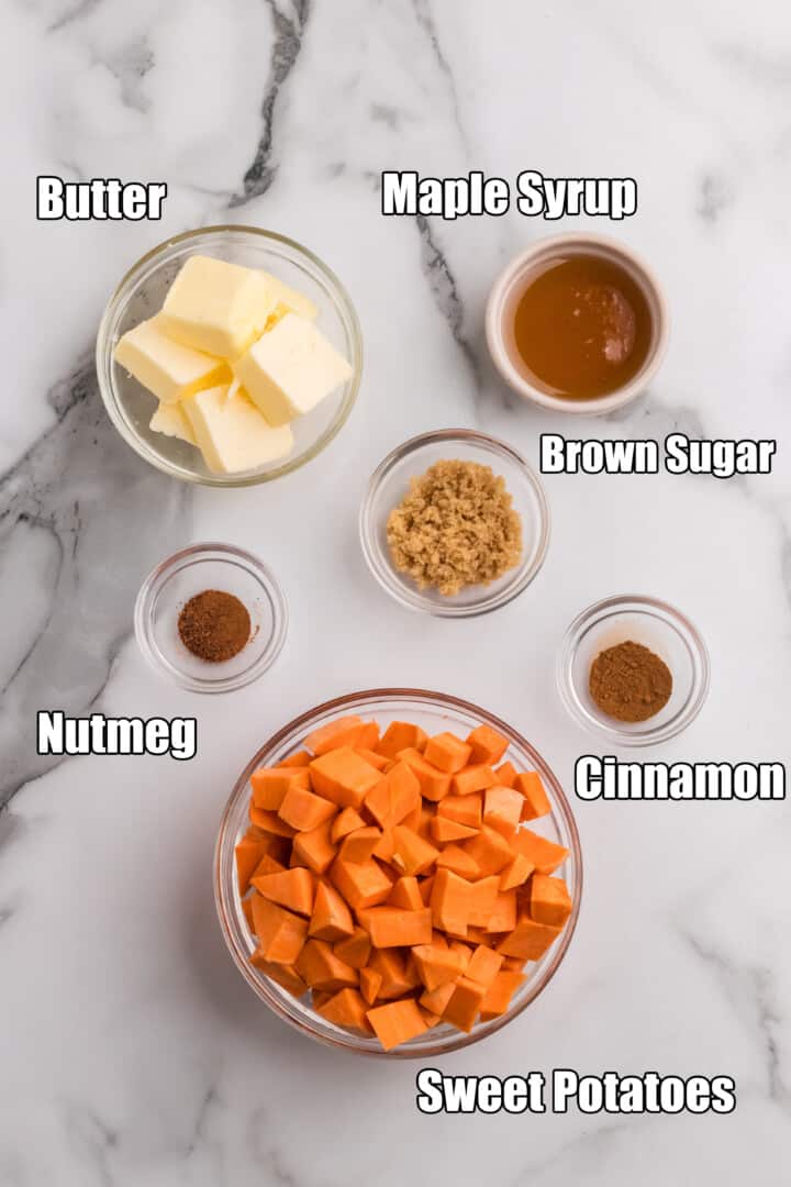 ingredients for mashed sweet potatoes.