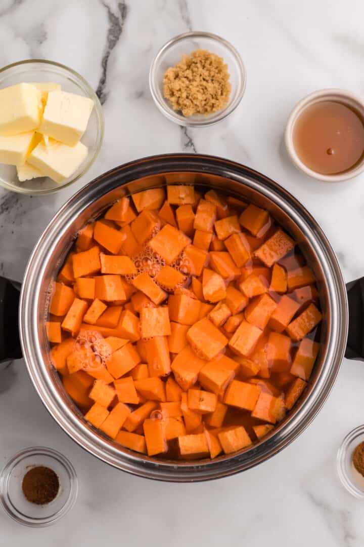 boiled the cubed sweet potatoes.