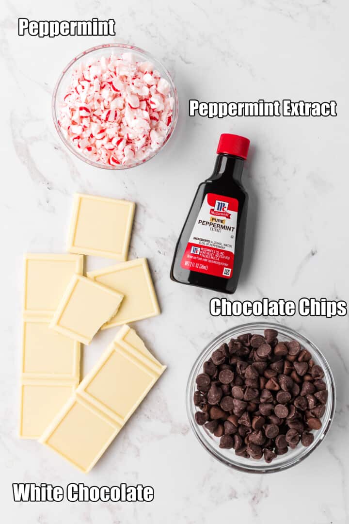 ingredients for the peppermint bark.