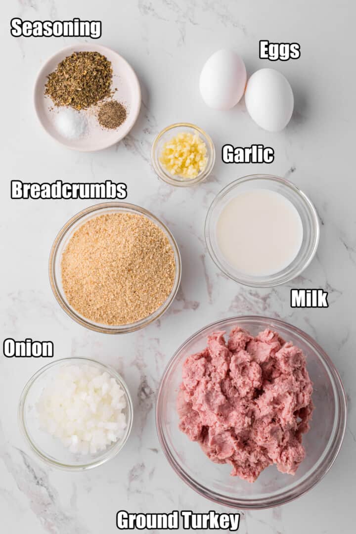 ingredients for the turkey meatballs.