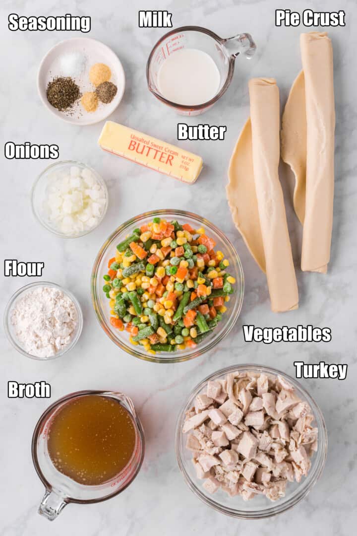 ingredients for turkey pot pie.