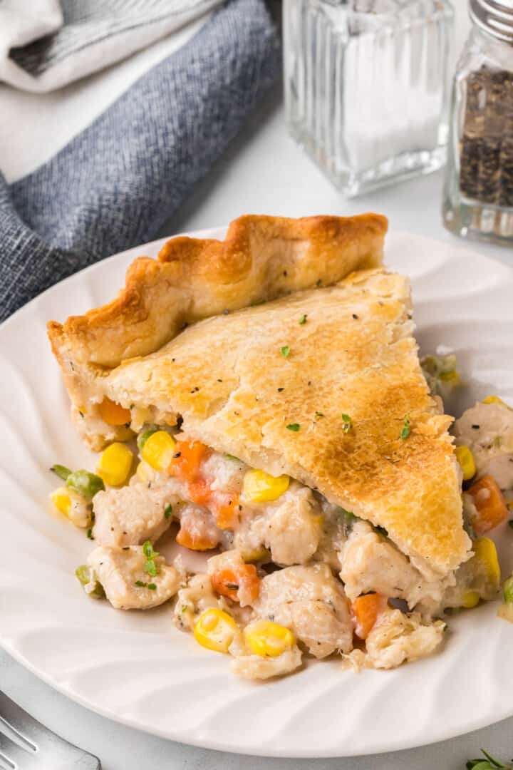 Turkey Pot Pie on white plate.