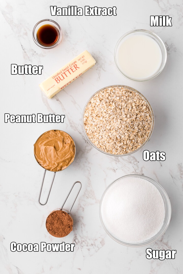 ingredients for the No Bake Cookies.