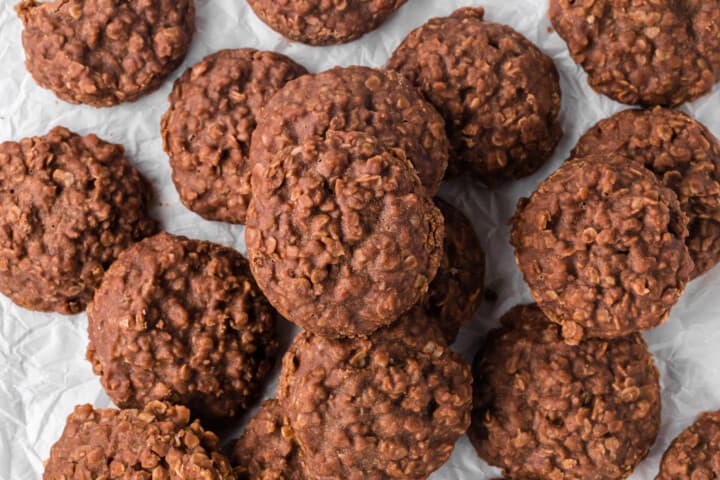 closeup of a batch of No Bake Cookies.