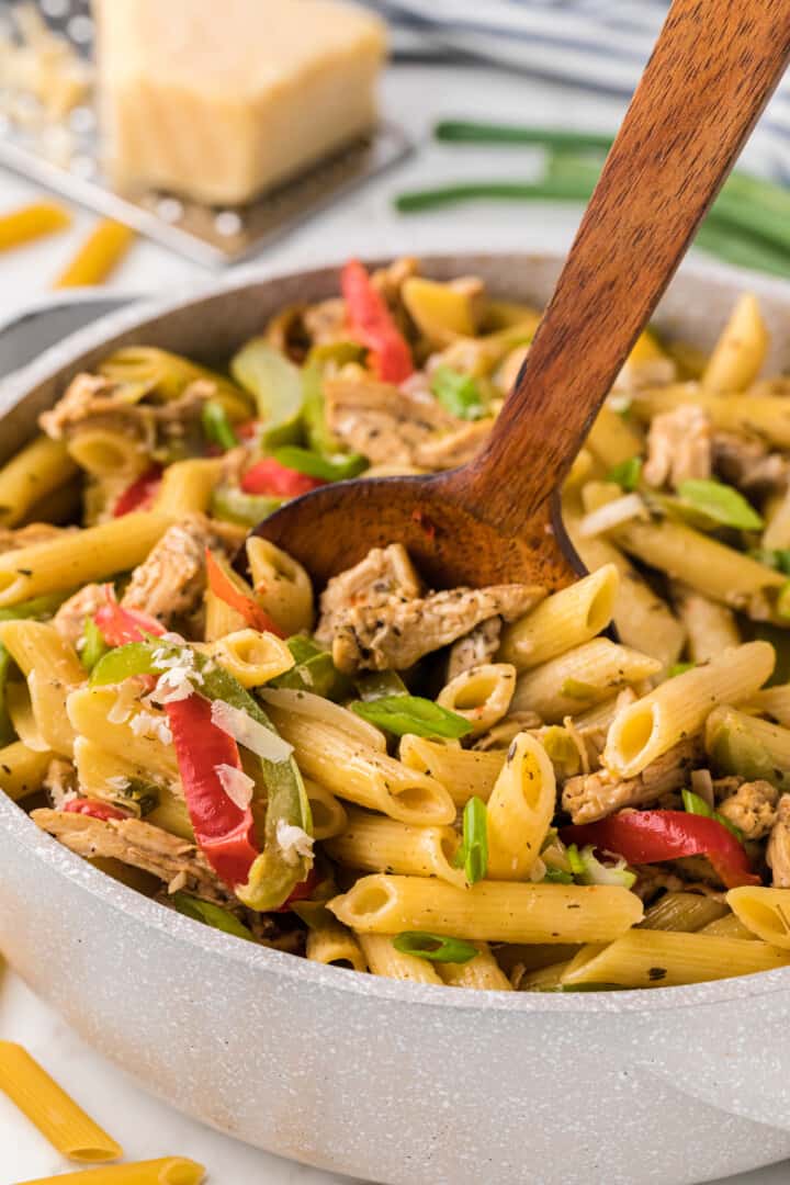 closeup of Rasta Pasta in the large pot.