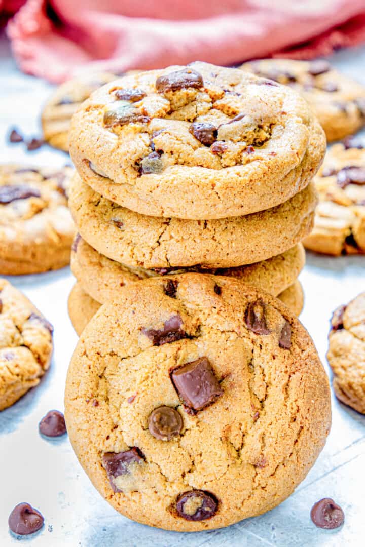 cookies with a red bowl behind them.