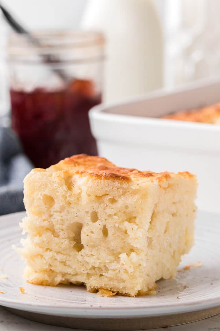 closeup of a slice of the butter swim biscuits.