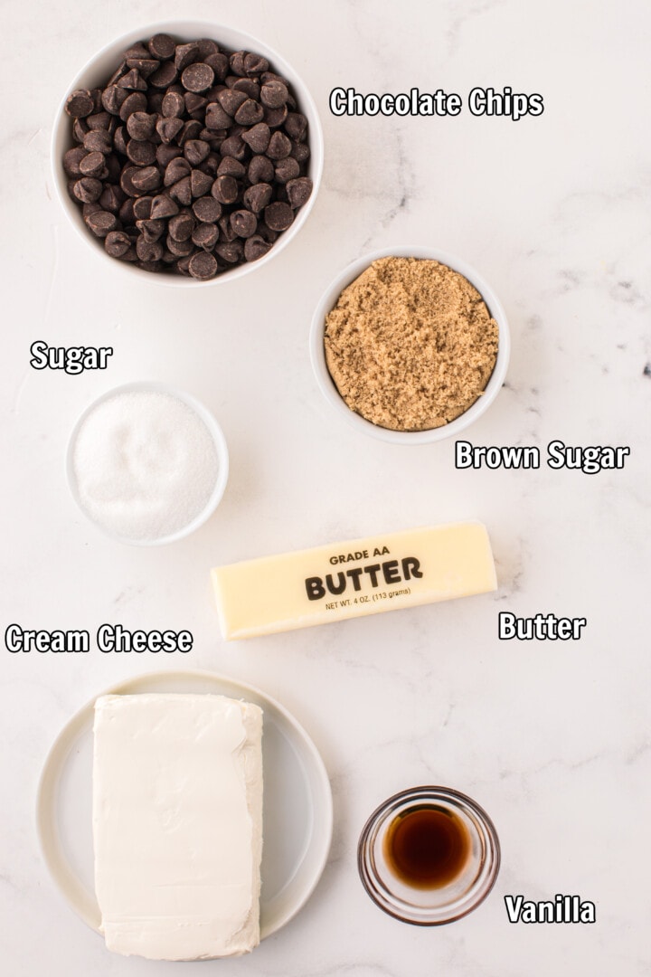 ingredients for the cookie dough dip.