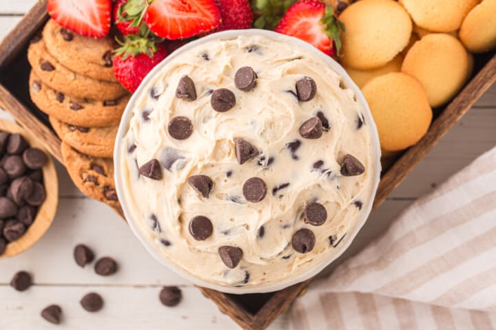 top-down view of the cookie dough dip.