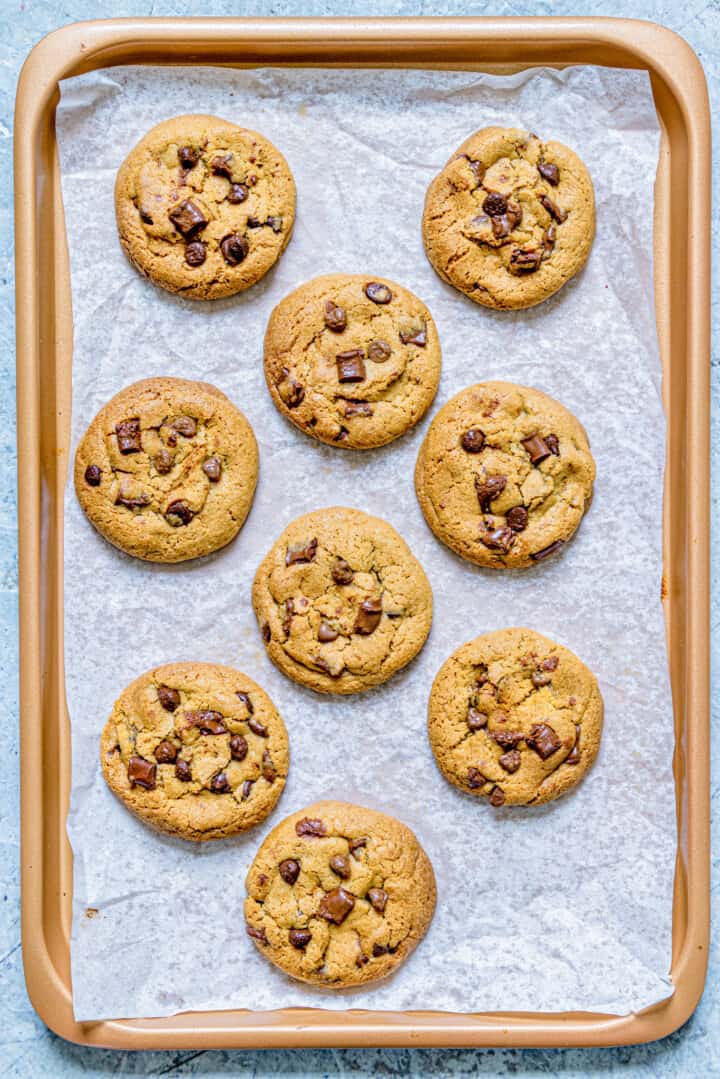 cookies out of the oven on sheet pan.