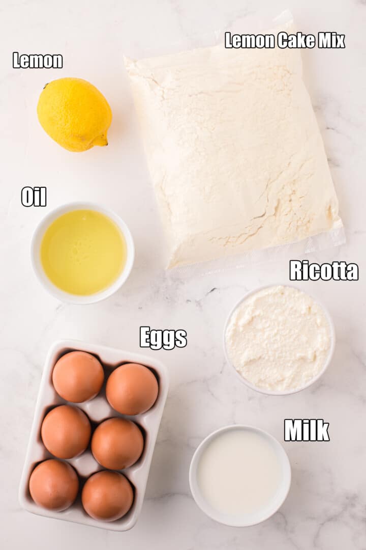 ingredients for lemon ricotta cake.