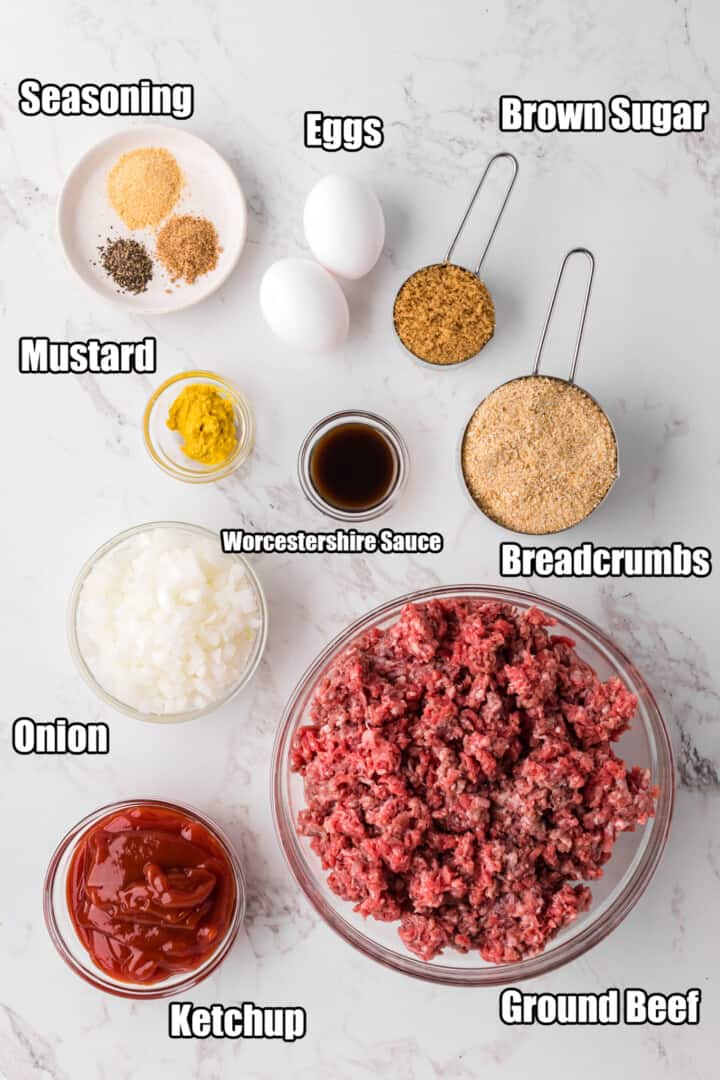 ingredients for the mini meatloaf.