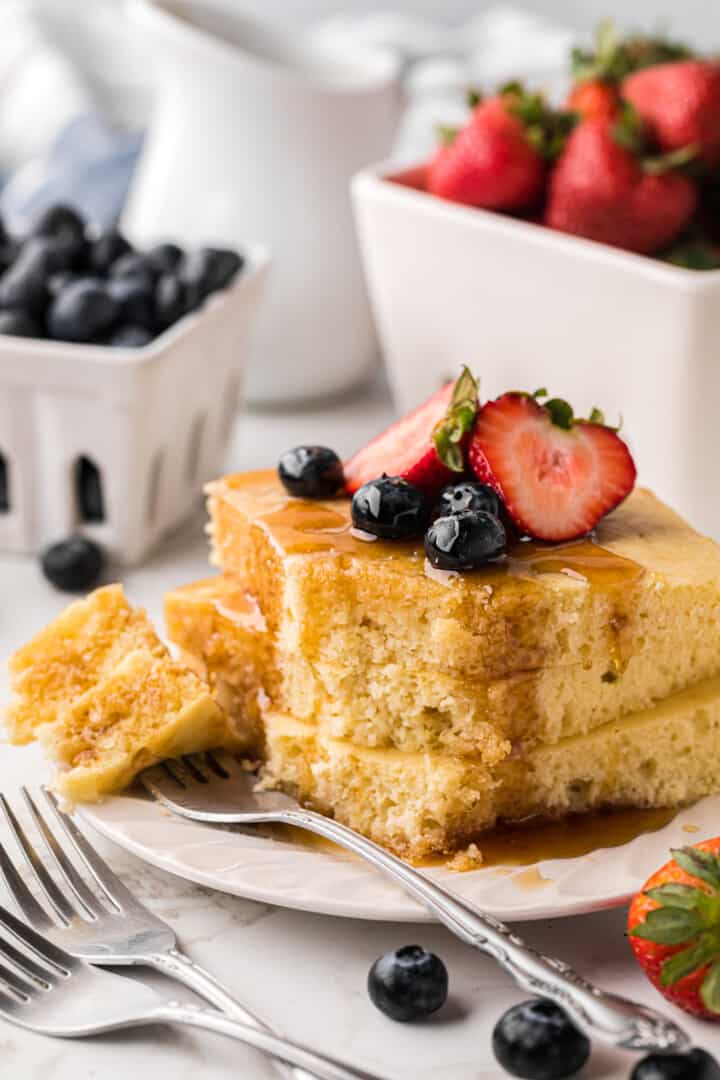 closeup of the Sheet Pan Pancakes.