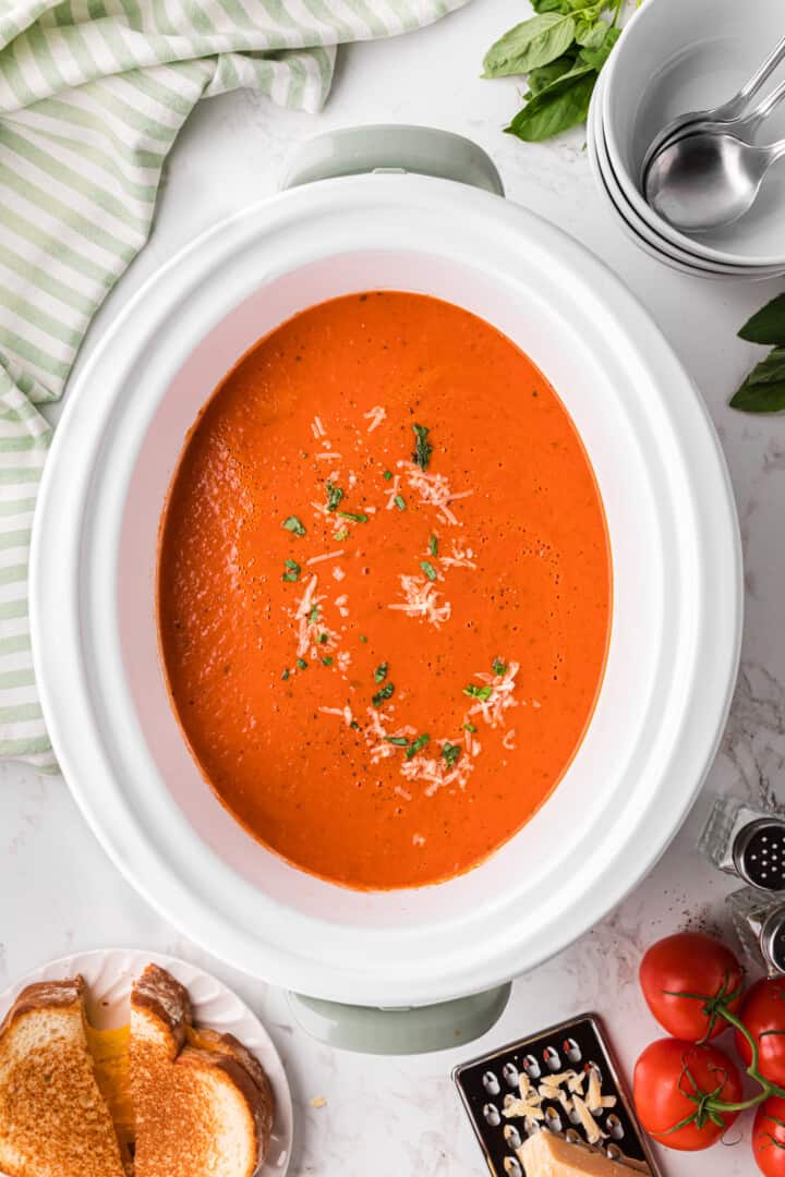 Tomato Soup in the slow cooker.