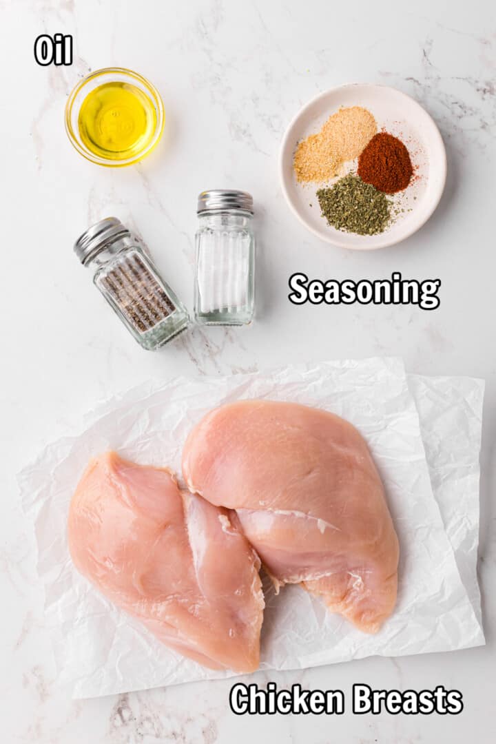 ingredients for the air fryer chicken breasts.