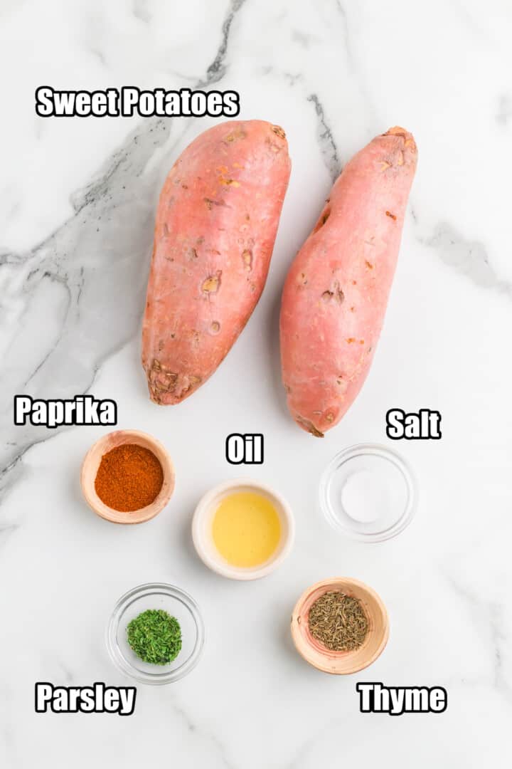 ingredients for the air fryer sweet potatoes.