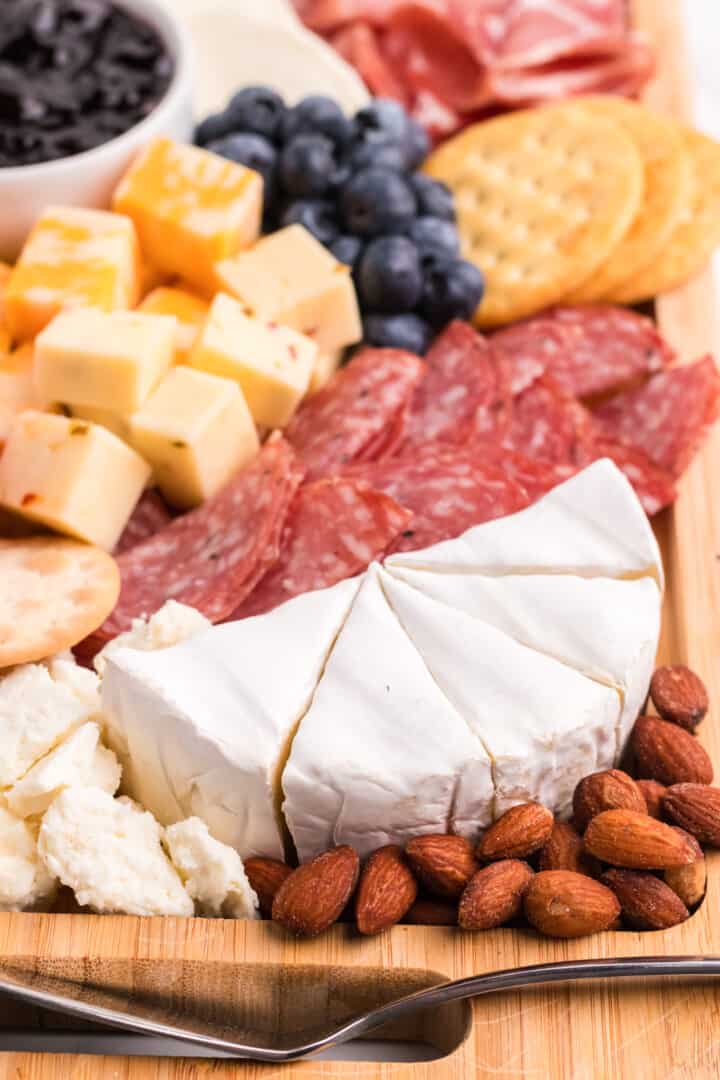 closeup of the charcuterie board.