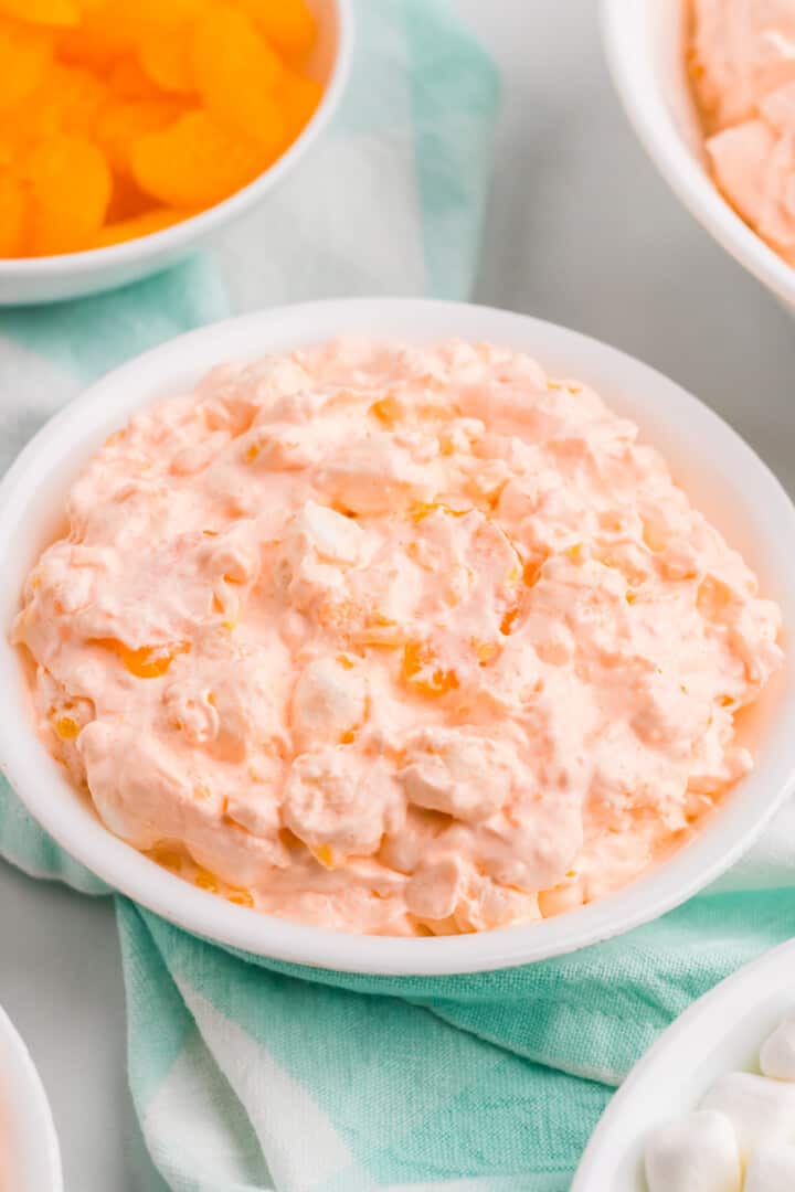 Orange Fluff in white serving bowl.