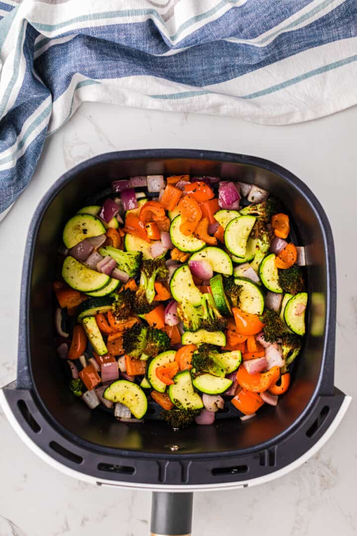 cooked veggies in the air fryer.