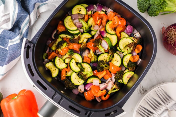 cooked veggies in the air fryer.