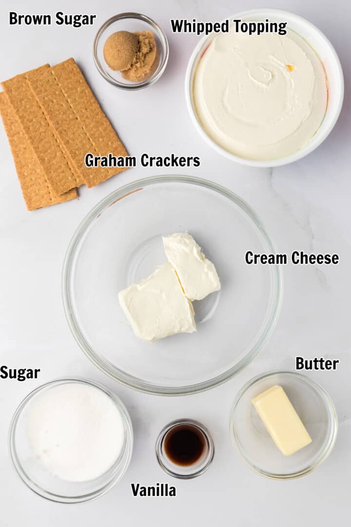 ingredients for No Bake Mini Cheesecakes.