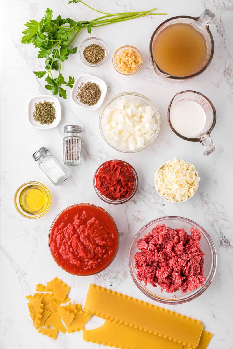 ingredients for the lasagna soup.