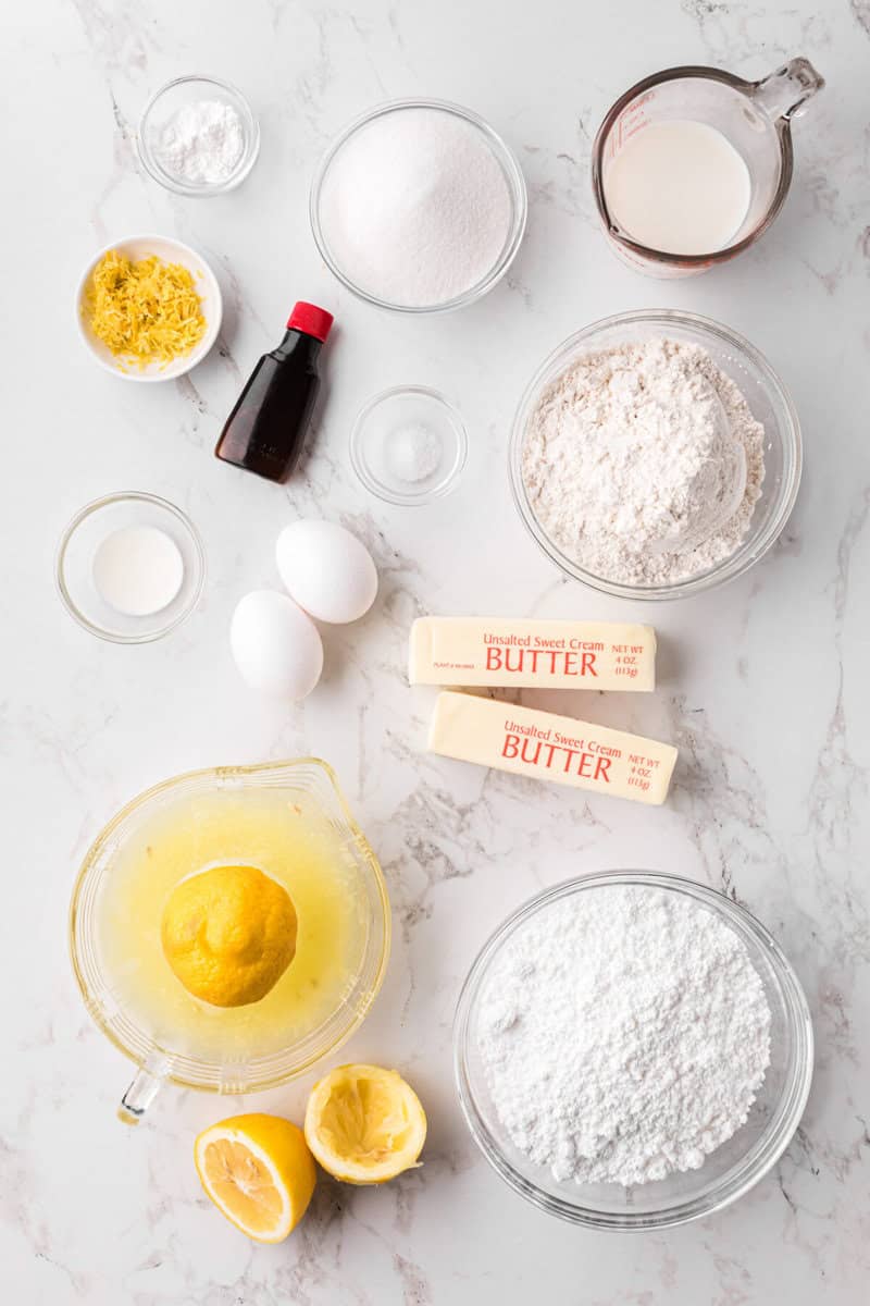 ingredients for the Lemon Cupcakes.