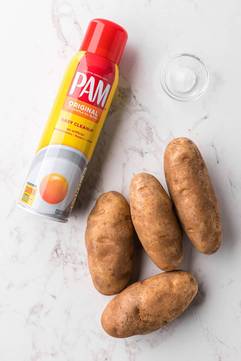 ingredients for the Air Fryer Baked Potatoes.