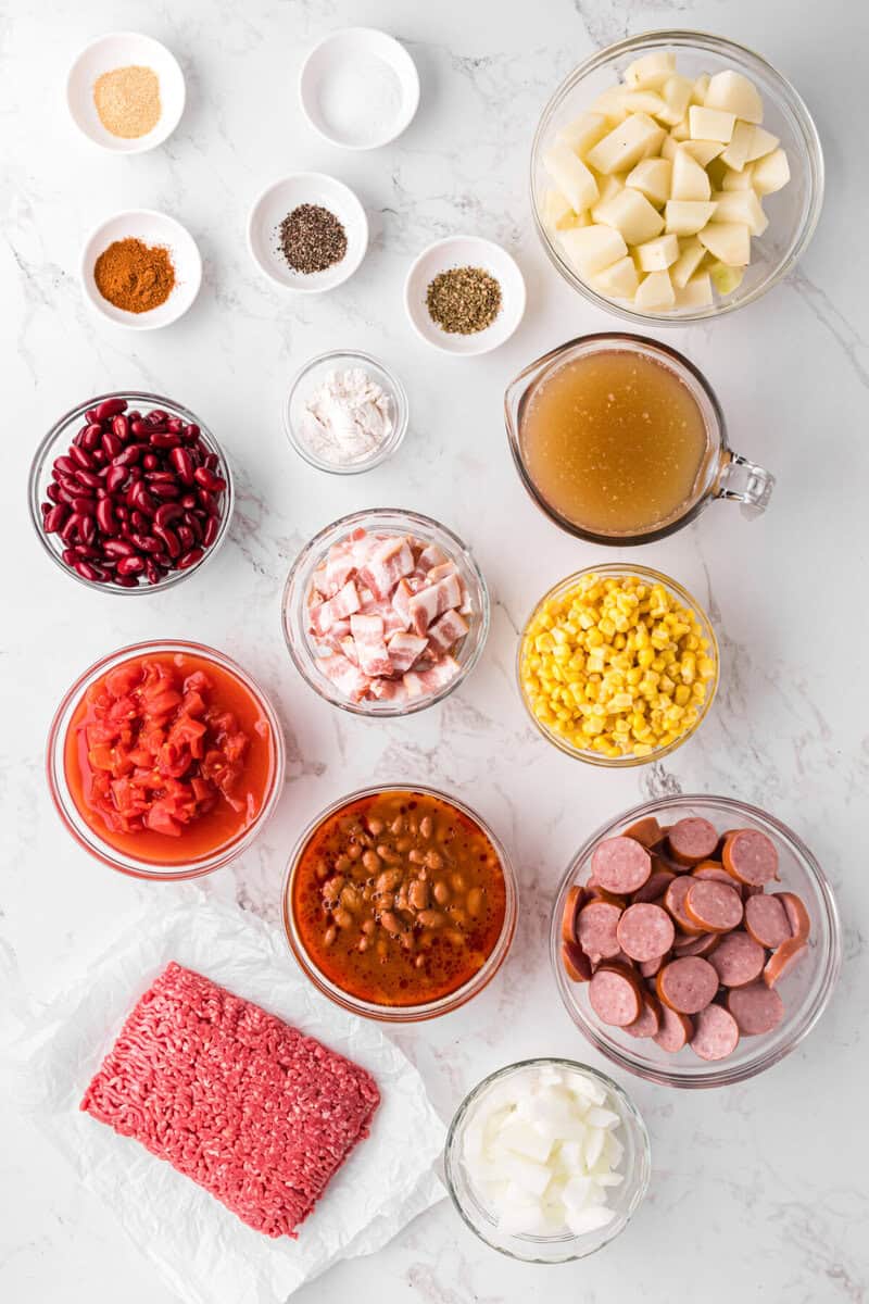 ingredients for the Cowboy Stew.