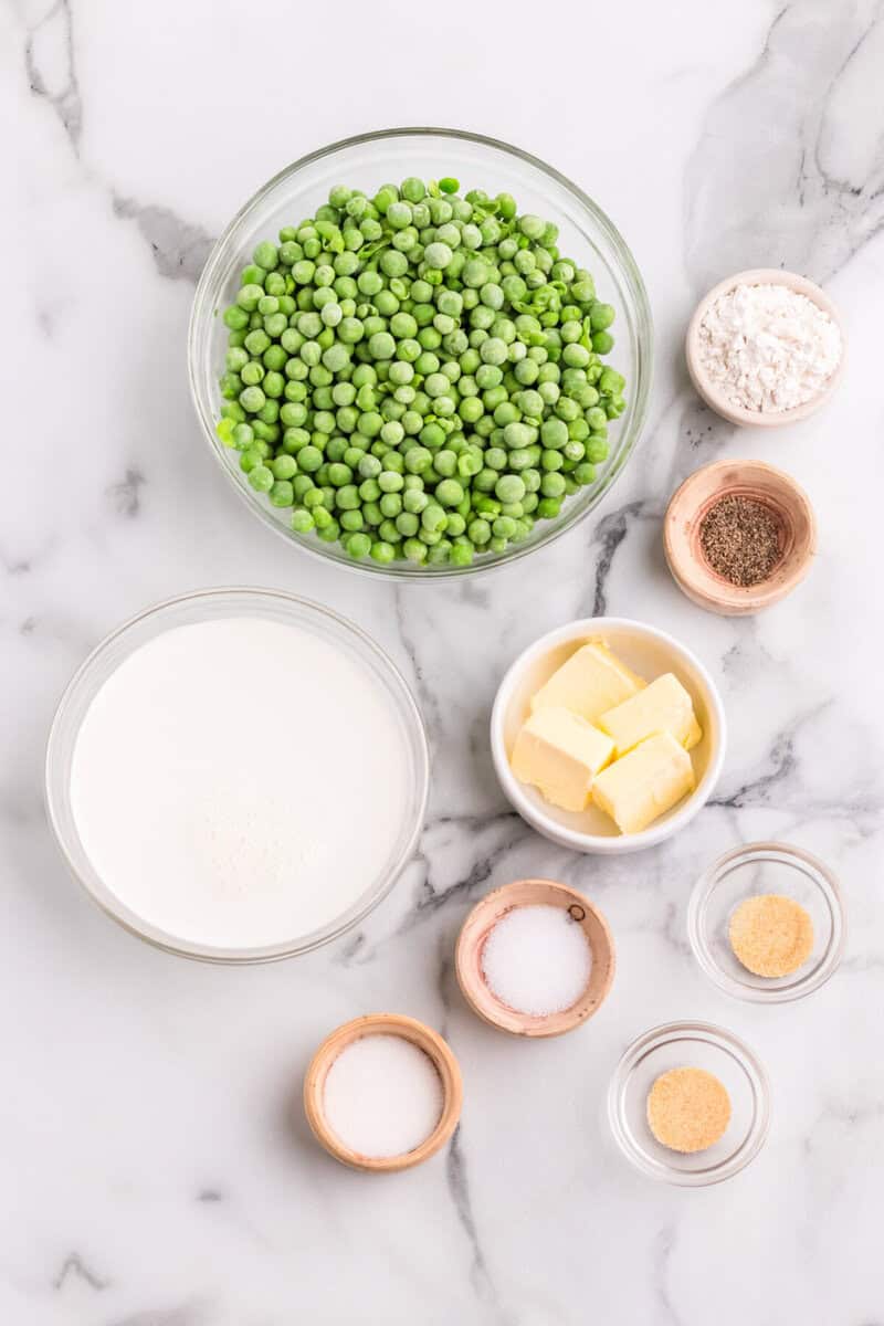 ingredients for the creamed peas.