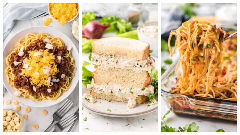 collab picture of 3 different meals from the site.