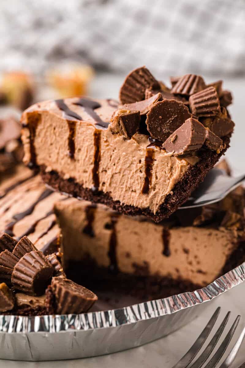 serving a slice of the Reese's Pie.