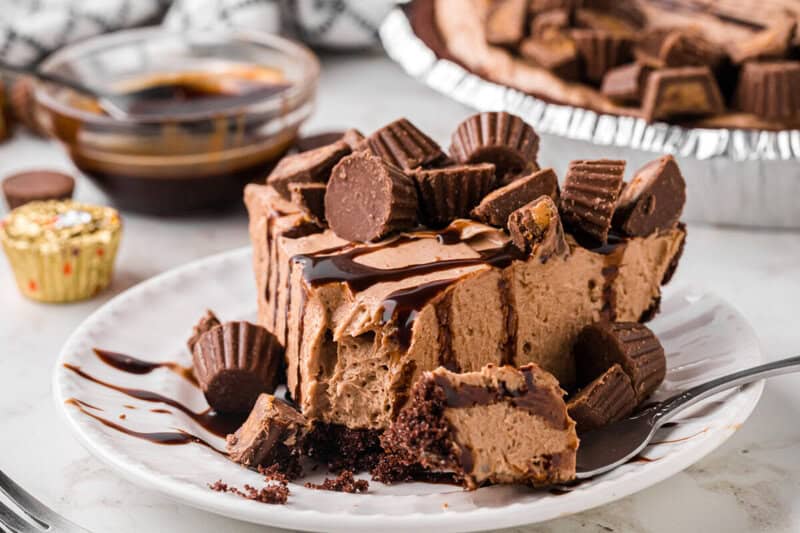 slice of the Reese's Pie on a white plate.
